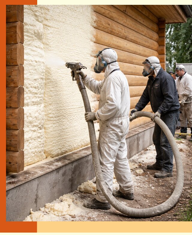 Утепление дома из бруса пенополиуретаном в Великом Устюге