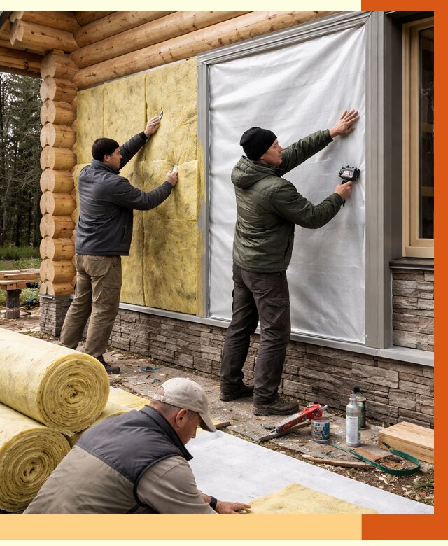 Утепление бревенчатого дома в Великом Устюге от 7787 руб/м2 — заказать под ключ | ТепломастерВлс