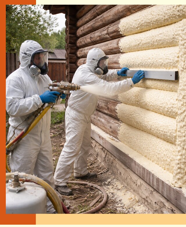 Утепление бревенчатого дома ППУ в Великом Устюге эффективной изоляцией