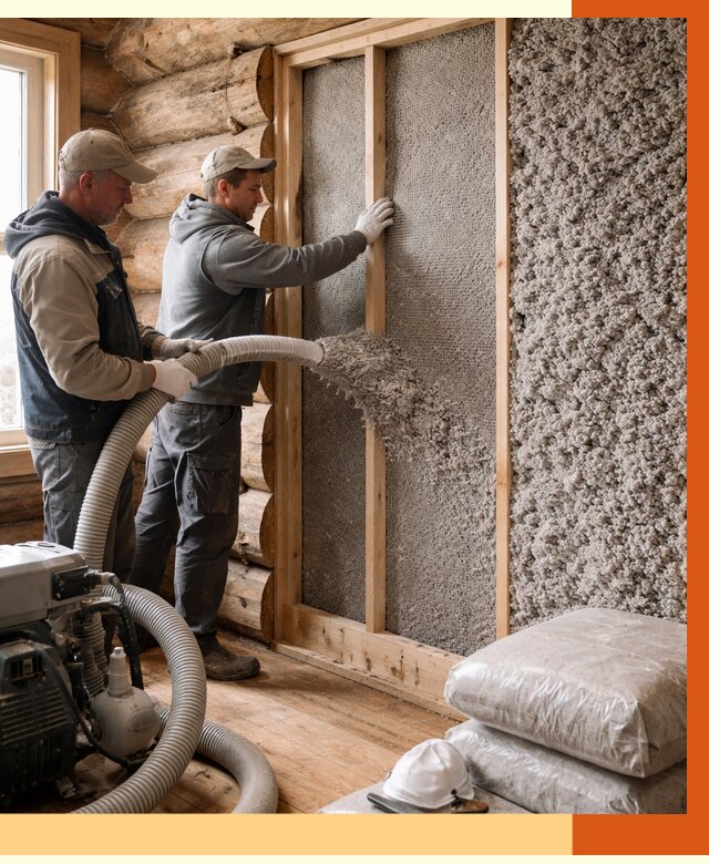 Утепление бревенчатого дома эковатой в Великом Устюге от 2799 руб. | ТепломастерВлс