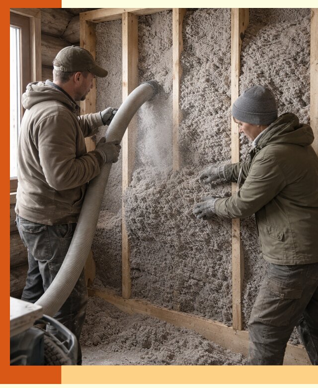 Утепление бревенчатого дома эковатой в Великом Устюге