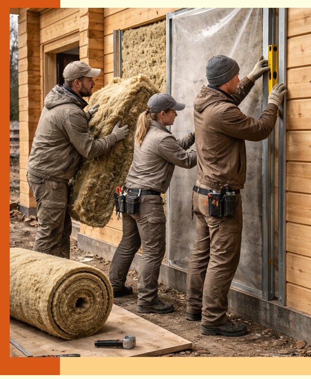 Утепление дома из двойного бруса в Великом Устюге качественно и надёжно