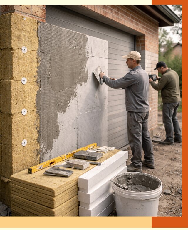 Утепление гаража снаружи в Великом Устюге от 4275 руб. за м2 — наружное утепление под ключ | ТепломастерВлс