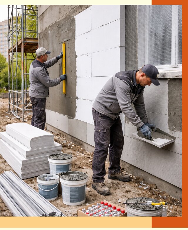 Утепление фасада и стен снаружи в Великом Устюге от 4275 руб. | ТепломастерВлс