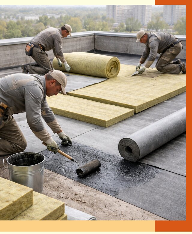 Утепление плоской крыши в Великом Устюге от 7329 руб./м2 под ключ | ТепломастерВлс