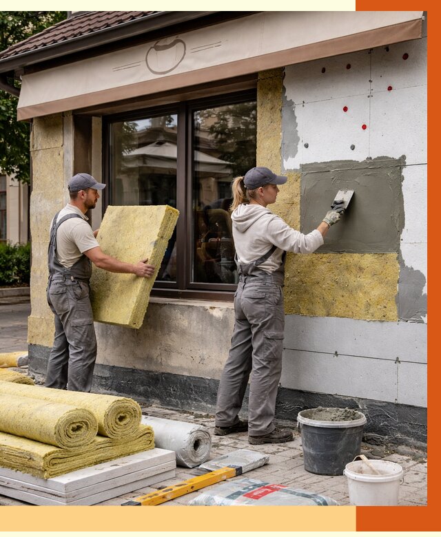 Утепление кафе в Великом Устюге от 4275 руб/м2 — комплексно под ключ | ТепломастерВлс