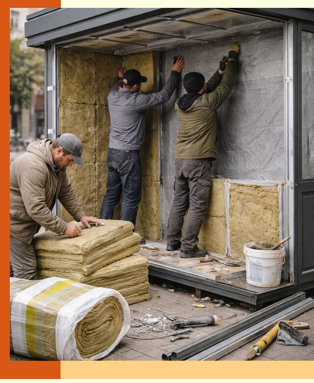 Утепление павильона шаурмы под ключ в Великом Устюге