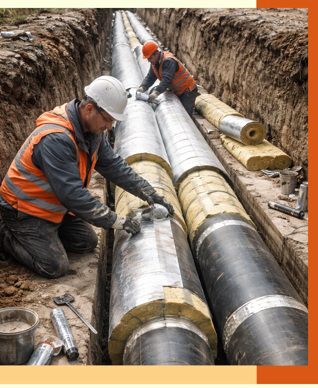 Утепление теплотрассы в Великом Устюге от 4581 руб./м2 — ппу и комплексная изоляция | ТепломастерВлс