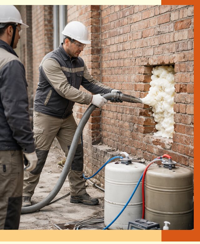 Заливка ППУ в пустоты кирпичной стены в Великом Устюге от 2799 руб. | ТепломастерВлс