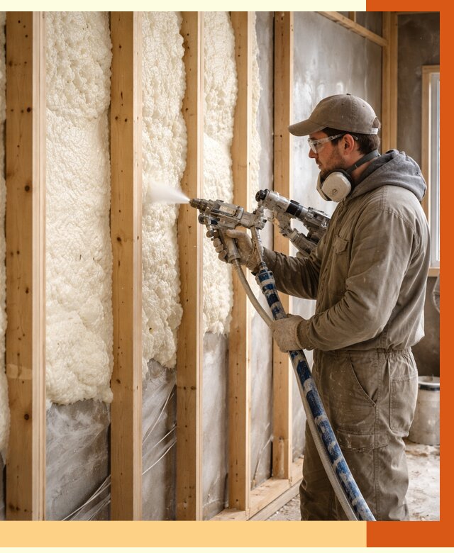 Утепление каркасной стены ППУ в Великом Устюге от 4326 руб./м2 под ключ | ТепломастерВлс