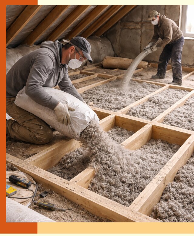 Заполнение полостей чердачного перекрытия в Великом Устюге качественно и надёжно