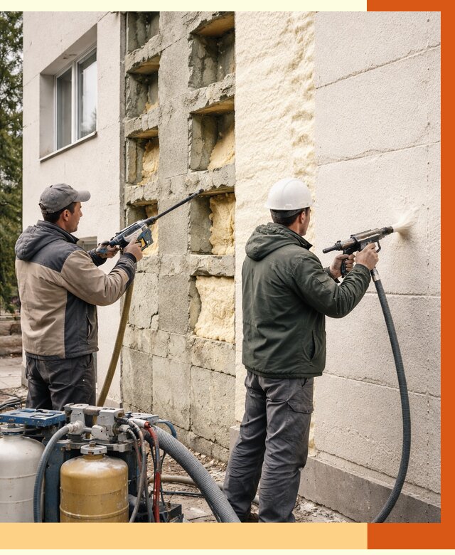 Заполнение пустот фасада в Великом Устюге от 4581 руб. — утепление пустот облицовки | ТепломастерВлс