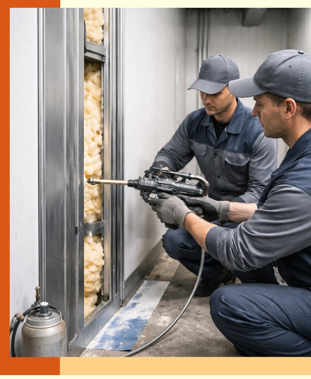 Заполнение пустот холодильных панелей в Великом Устюге специализированной пеной