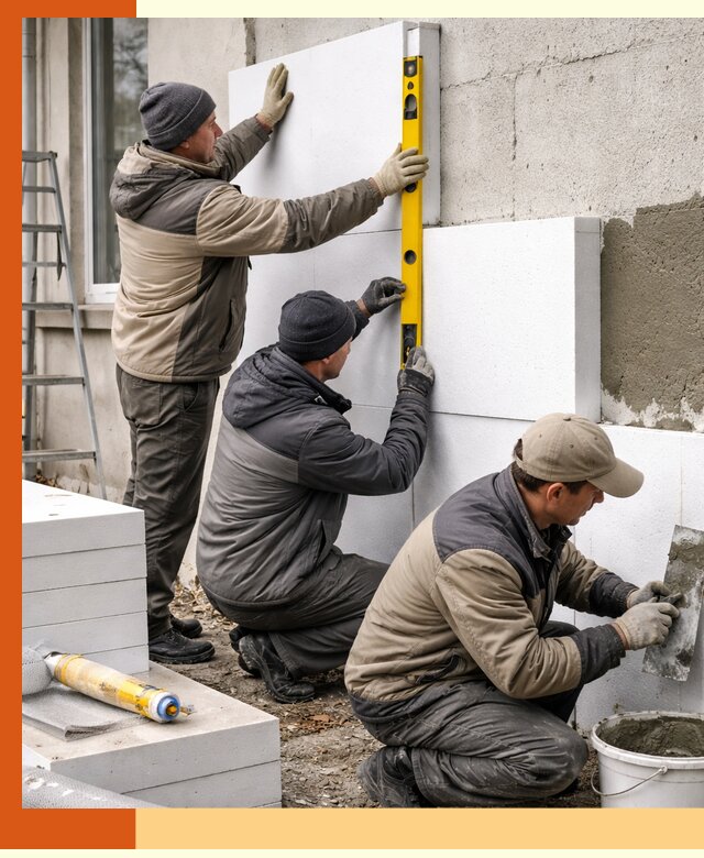 Утепление пенопластом наружных стен и фасадов в Великом Устюге