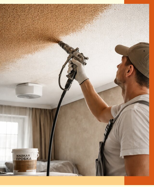 Утепление потолка жидкой пробкой в Великом Устюге от 3563 руб. | ТепломастерВлс