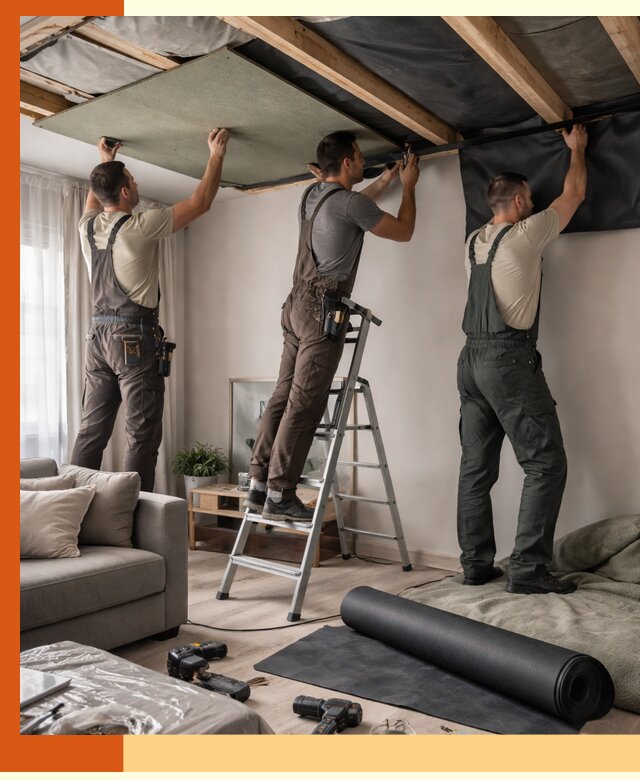 Шумоизоляция потолка в Великом Устюге — профессиональное устранение шумов