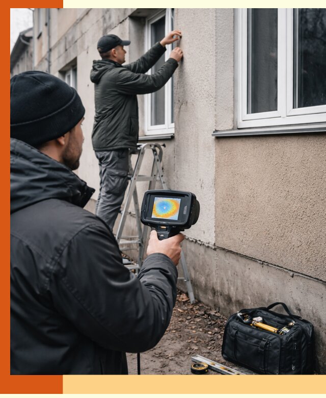 Тепловизионное обследование фасада в Великом Устюге для выявления дефектов