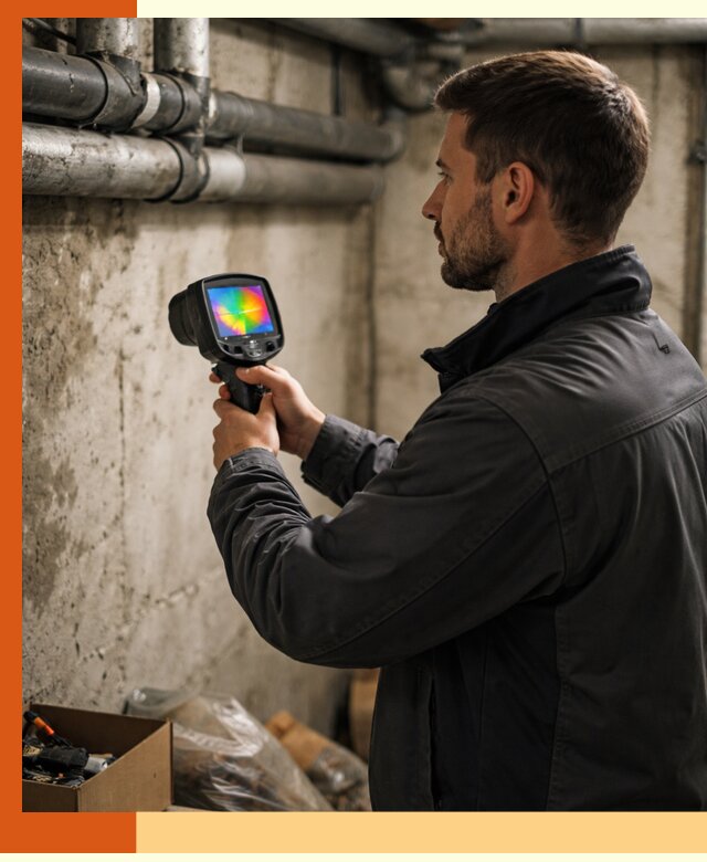 Тепловизионное обследование подвала в Великом Устюге для поиска утечек тепла