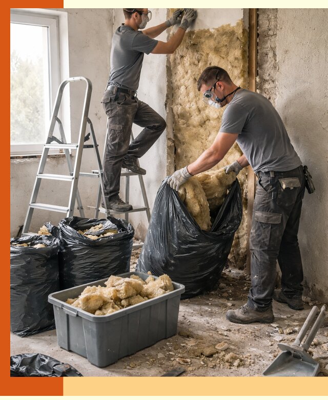 Демонтаж старого утеплителя и вывоз отходов в Великом Устюге