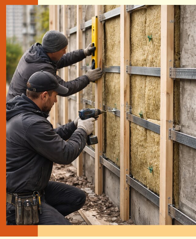 Монтаж обрешетки под утепление зданий и квартир в Великом Устюге